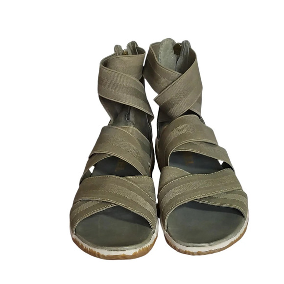 Sorel Out N About Plus Sage Green Strappy  Sandal Back Zip - Picture 7 of 16